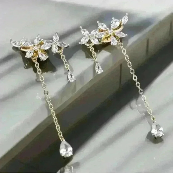 Sterling Silver Leaf Cuff Earrings - Picture 1 of 2